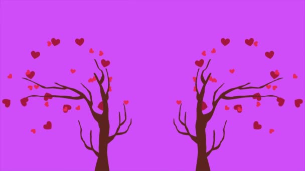 Animação Amor Árvore Com Fita Animada Para Cumprimentar Coleção Dia — Vídeo de Stock