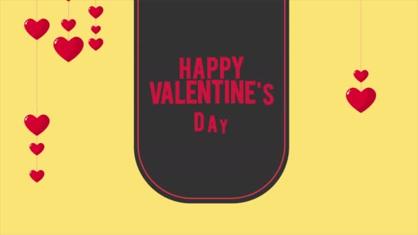 Feliz Día San Valentín Con Colección Corazones Bolas Animación — Vídeo de stock