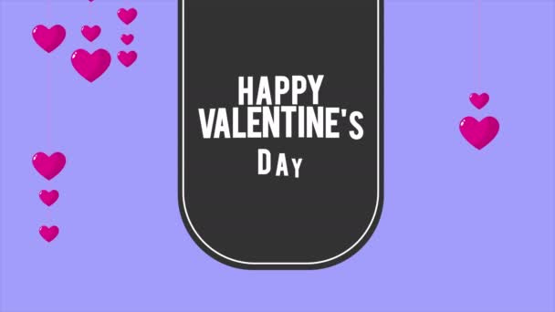Feliz Día San Valentín Con Colección Corazones Bolas Animación — Vídeos de Stock