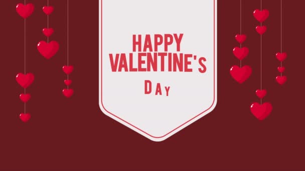 Animatie Van Hang Hart Ballon Voor Groeten Happy Valentine Dag — Stockvideo