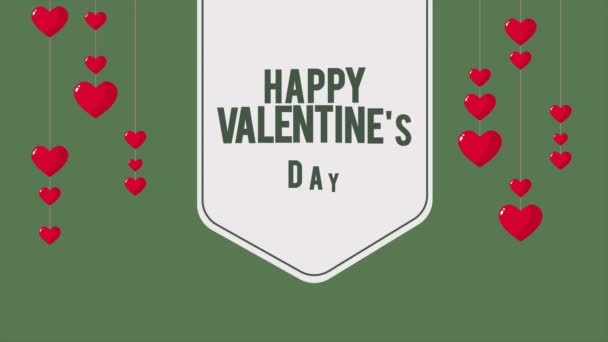 Animazione Appendere Pallone Cuore Saluto Felice San Valentino Raccolta — Video Stock