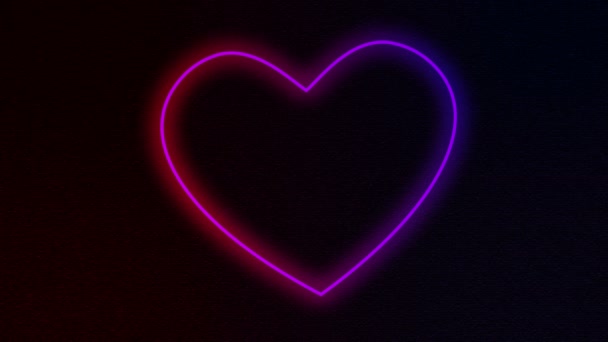 Animação Fundo Neon Coração Retro Para Valentim Coleção Dia — Vídeo de Stock