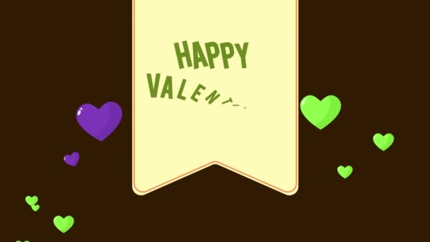 Mutlu Sevgililer Günü Tebrik Koleksiyonu Için Sinek Kalp Animasyon — Stok video