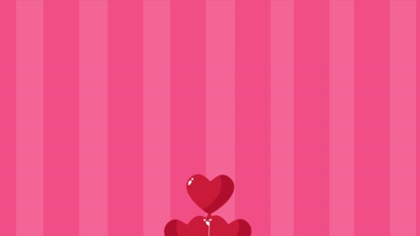 ギフト ボックスとハートのバルーンのアニメーション バレンタインの日コレクション — ストック動画