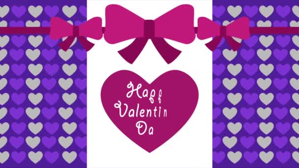 Feliz Dia Dos Namorados Com Padrão Amor Fundo Animação Fita — Vídeo de Stock