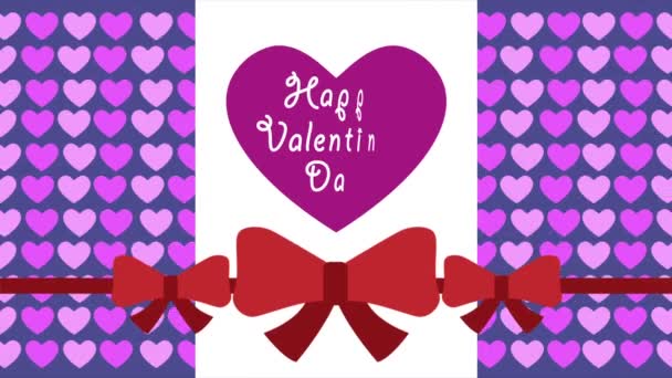 Szczęśliwy Dzień Valentine Kolekcji Wstążki Wzór Miłości Tła Animacji — Wideo stockowe