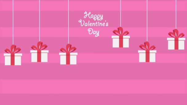 Animación Colgar Cajas Regalo Para Colección San Valentín — Vídeos de Stock