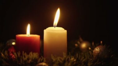 Görüntüleri ile yanan mum Noel süsleme. Noel günü koleksiyonu