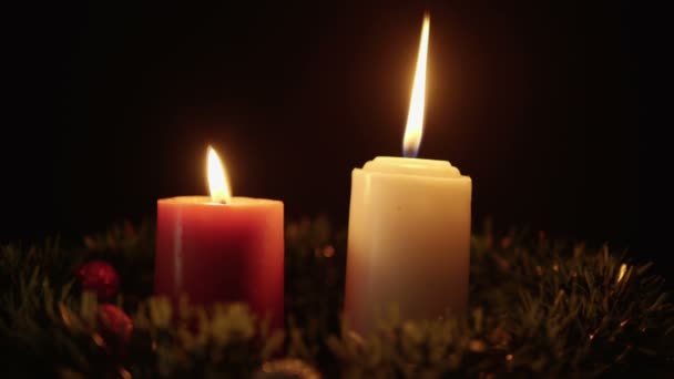 Πλάνα Από Κερί Καίει Στολίδι Χριστούγεννα Συλλογή Χριστούγεννα — Αρχείο Βίντεο
