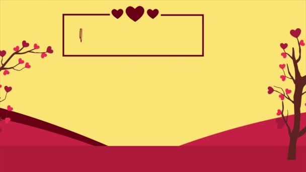 Animación Del Árbol Del Amor Paisaje Para Colección San Valentín — Vídeo de stock