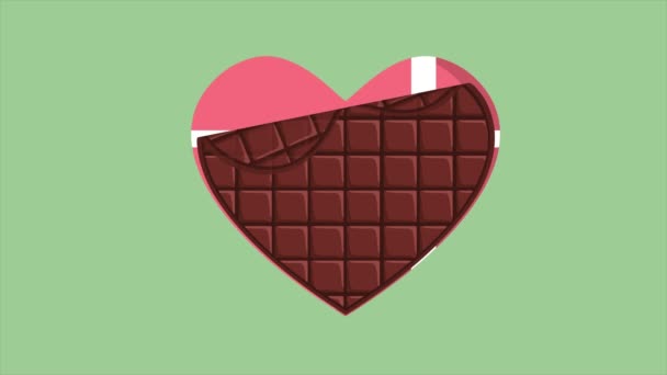 Κινούμενα Σχέδια Της Σοκολάτας Που Είναι Ανοιχτά Στην Αγάπη Ημέρα — Αρχείο Βίντεο