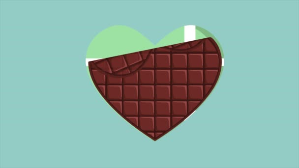 Animering Choklad Öppen Kärlek Alla Hjärtans Dag Kollektionen — Stockvideo