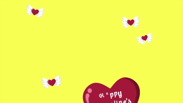 Animaci Láska Křídla Létat Pro Sbírku Happy Valentine — Stock video