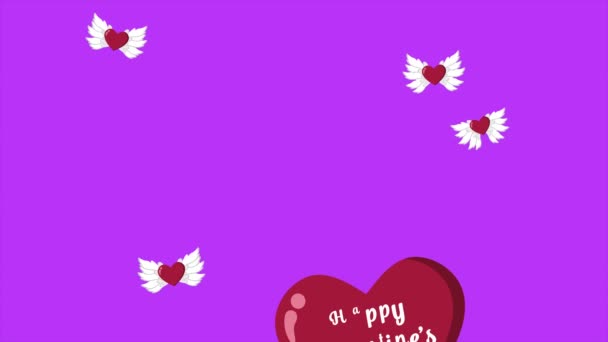 Animazione Dell Ala Dell Amore Vola Collezione Happy Valentine — Video Stock