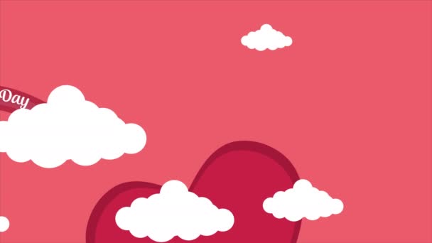 Animation Der Wolke Mit Liebe Und Schreiben Valentinstag Auf Die — Stockvideo