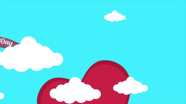 Animasyon Bir Bulut Ile Sevgi Sevgililer Günü Gökkuşağı Koleksiyonu Üzerinde — Stok video
