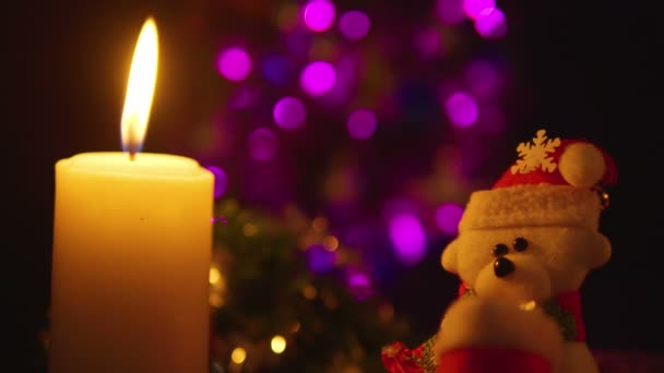 Decoração Chirstmas Com Velas Queimando Imagens Coleção Dia Chistmas — Vídeo de Stock