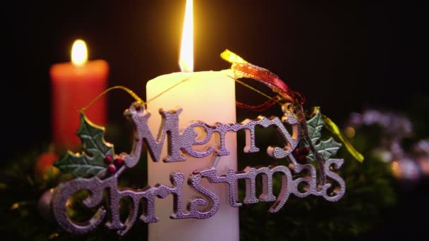 Filmato Due Candele Accese Buon Natale Collezione — Video Stock