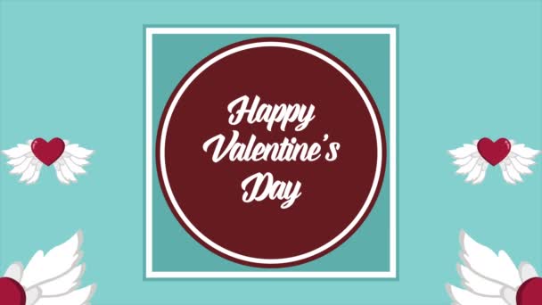 Animacja Miłości Skrzydła Dla Kolekcji Dzień Valentine — Wideo stockowe