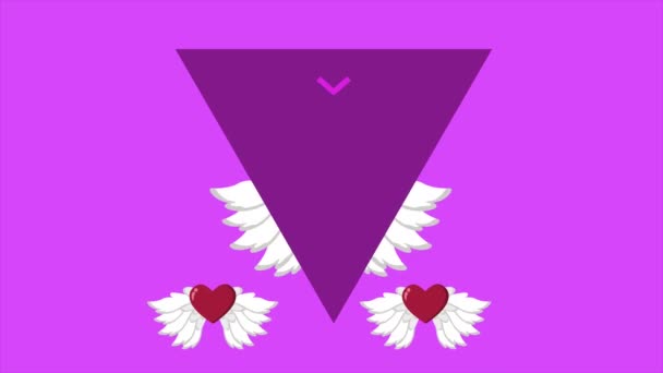 バレンタインの日のコレクションの愛翼のアニメーション — ストック動画