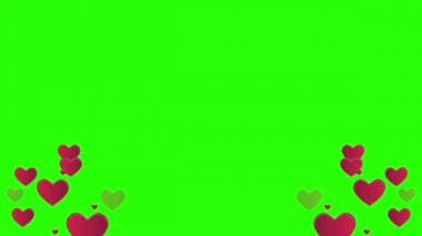 Kalp ile Sevgililer günü koleksiyonu tebrik için yeşil ekranda animasyon