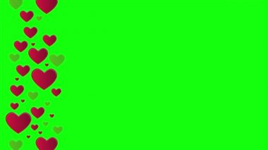 Kalp ile Sevgililer günü koleksiyonu tebrik için yeşil ekranda animasyon döngü
