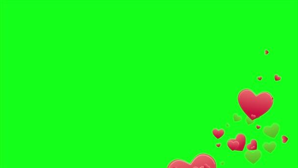 Kalp Ile Sevgililer Günü Koleksiyonu Tebrik Için Yeşil Ekranda Animasyon — Stok video