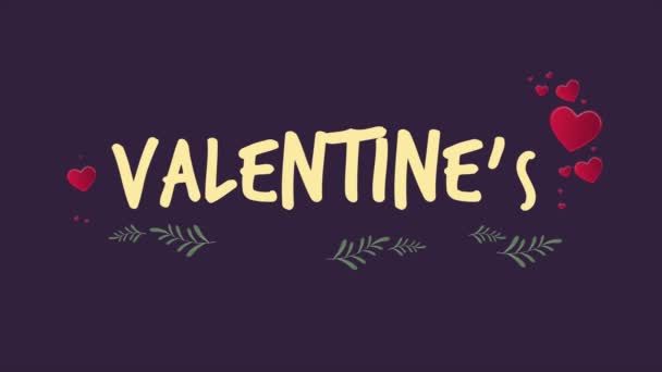 アニメーションの心と愛のコレクションとバレンタインデーの挨拶 — ストック動画