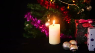 Görüntüleri, hareketli Noel ağacı ve pırıltı lamba ile Noel süsleme. Noel günü koleksiyonu