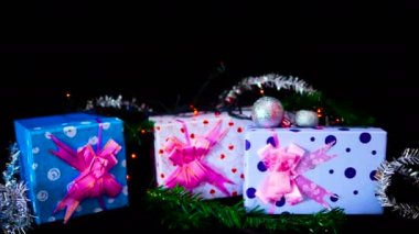 Süsleme chirstmas hediye kutuları Noel derlemesiyle, hareketli görüntüleri