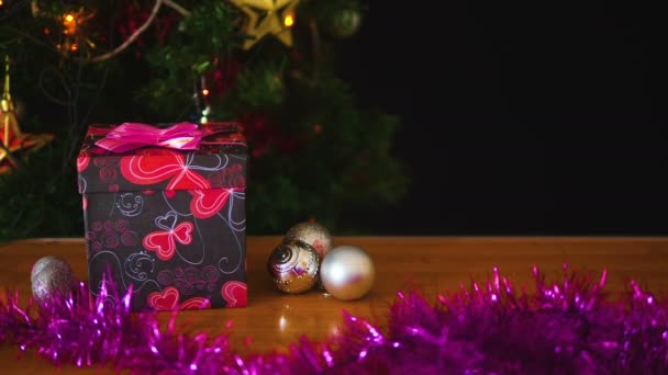 假日圣诞节与镜头礼品盒和装饰圣诞节收集圣诞节 — 图库视频影像