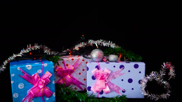 Filmati Natale Ornamento Con Confezioni Regalo Collezione Natale — Video Stock