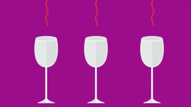 Dökme cam ve sevgi karıncayı içkide animasyon. Sevgililer günü koleksiyonu