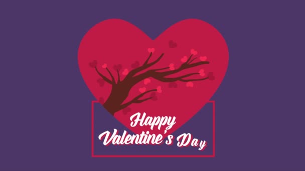 Ağaç Sevgi Ile Animasyon Sevgililer Günü Koleksiyonu — Stok video