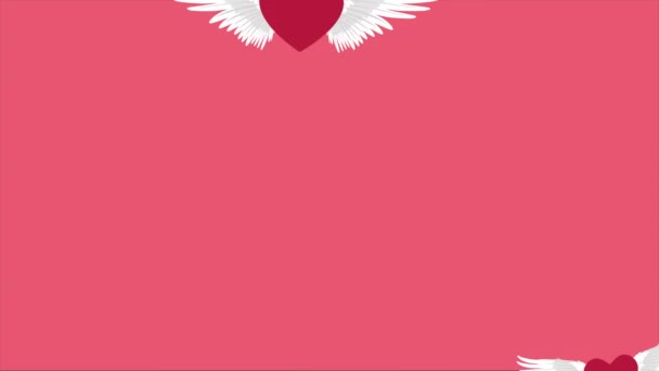 バレンタインの日のコレクションの愛ウイング フライのアニメーション — ストック動画