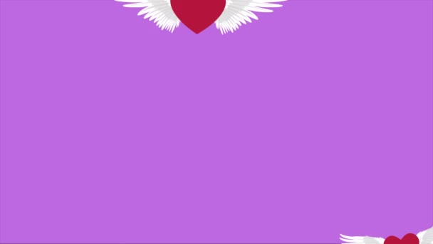 Animatie Van Liefde Vleugel Vliegen Voor Valentine Dag Collectie — Stockvideo
