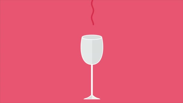 ガラスと愛のフライは注ぐ飲み物のアニメーション バレンタインの日コレクション — ストック動画
