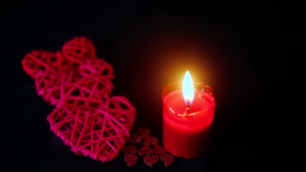 Felice Giorno San Valentino Decorazione Filmati Con Candela Ardente Collezione — Video Stock