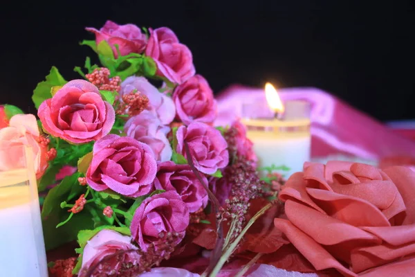 Candle Burning Bouquet Photoshoot Valentine Day Collection — Stock Photo, Image