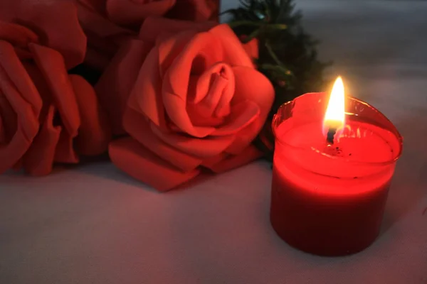 Candle Burning Rose Photoshoot Valentine Day Collection — стоковое фото