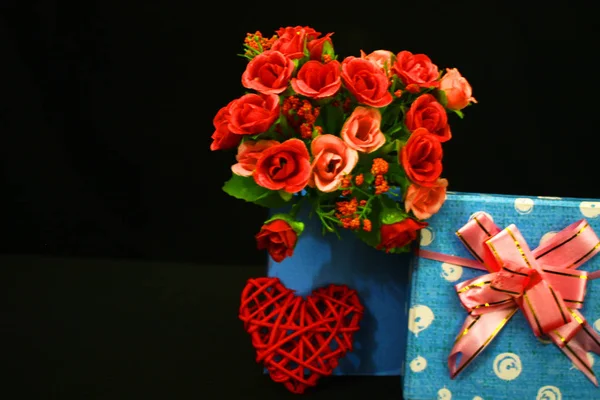 Decorativo Dia Dos Namorados Com Caixas Presente Coleção Photoshoot Flor — Fotografia de Stock