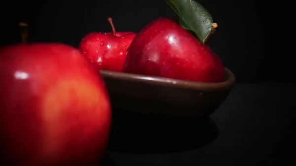 Manzana Dulce Con Hoja Vapor Colección Frutas Photoshoot —  Fotos de Stock