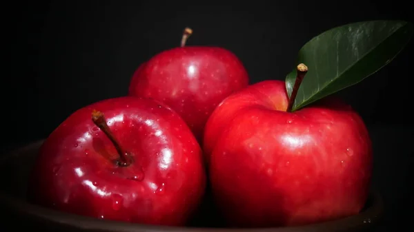 Tres Manzanas Tazón Para Colección Fotos Frutas — Foto de Stock