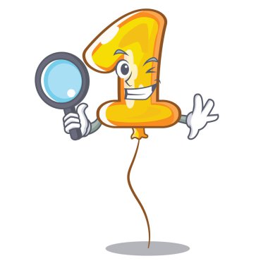 Maskot vektör illüstrasyon izole Dedektif numaralı balon
