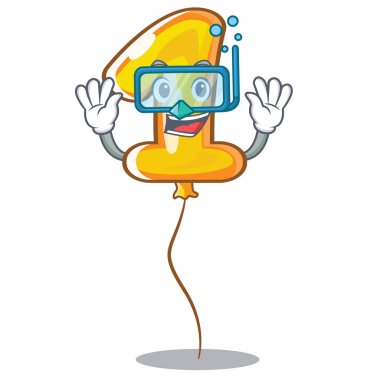 Bir numaralı balon maskot vektör illüstrasyon izole dalış