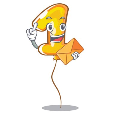 Maskot vektör illüstrasyon izole zarf numaralı balon ile
