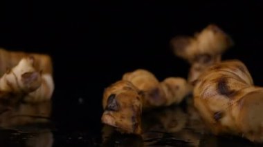 Galangal for flavoring cooking on black background collection