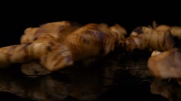 Galangal Flavoring Cooking Black Background Collection — Stockvideo