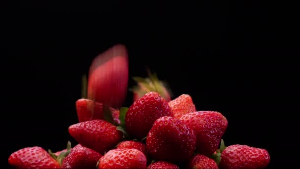 Bilder Färska Jordgubbar Frukt Samling — Stockvideo