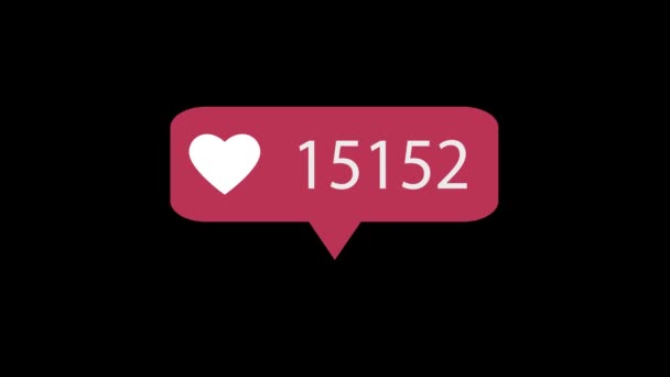 动画4K 粉红像黑色背景上的图标 比如对社交媒体的统计 100000 — 图库视频影像